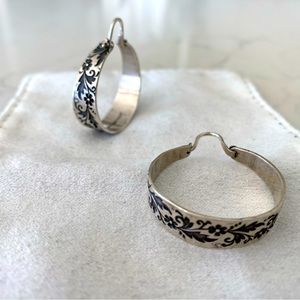 Ed Levin vintage etched hoop earrings